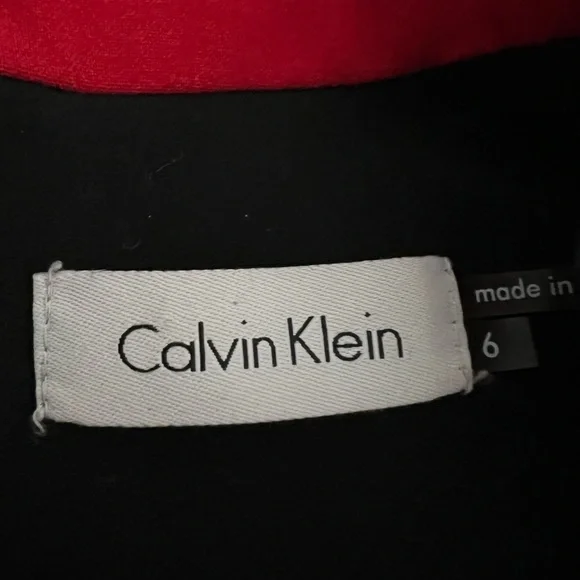 Calvin Klein dress sz 6 Red Sleeveless faux wrap knee length office cocktail - Picture 5 of 6